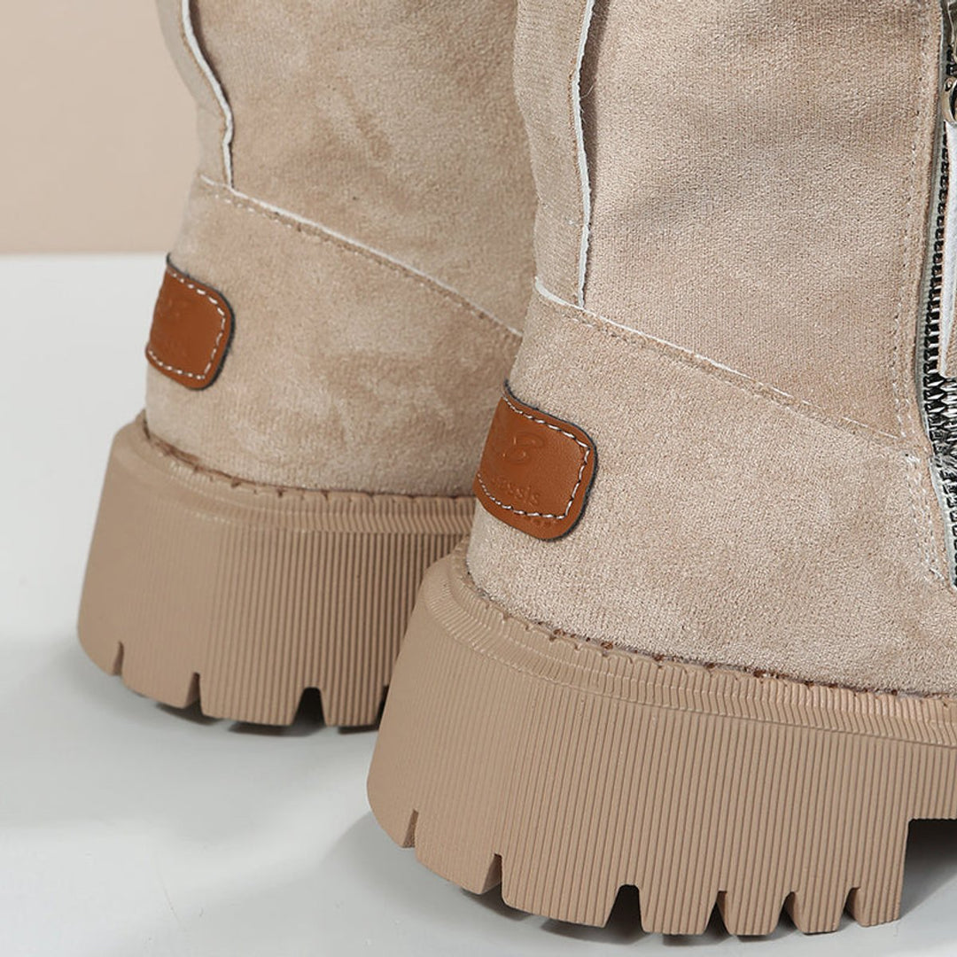 Leah | Chic Fleece-Lined Suede Winter Ankle Boots