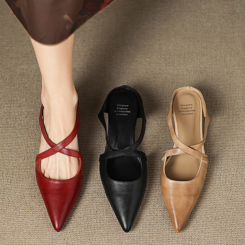 Harper | Mules in pelle – Eleganti con cinturini incrociati e tacco basso da donna
