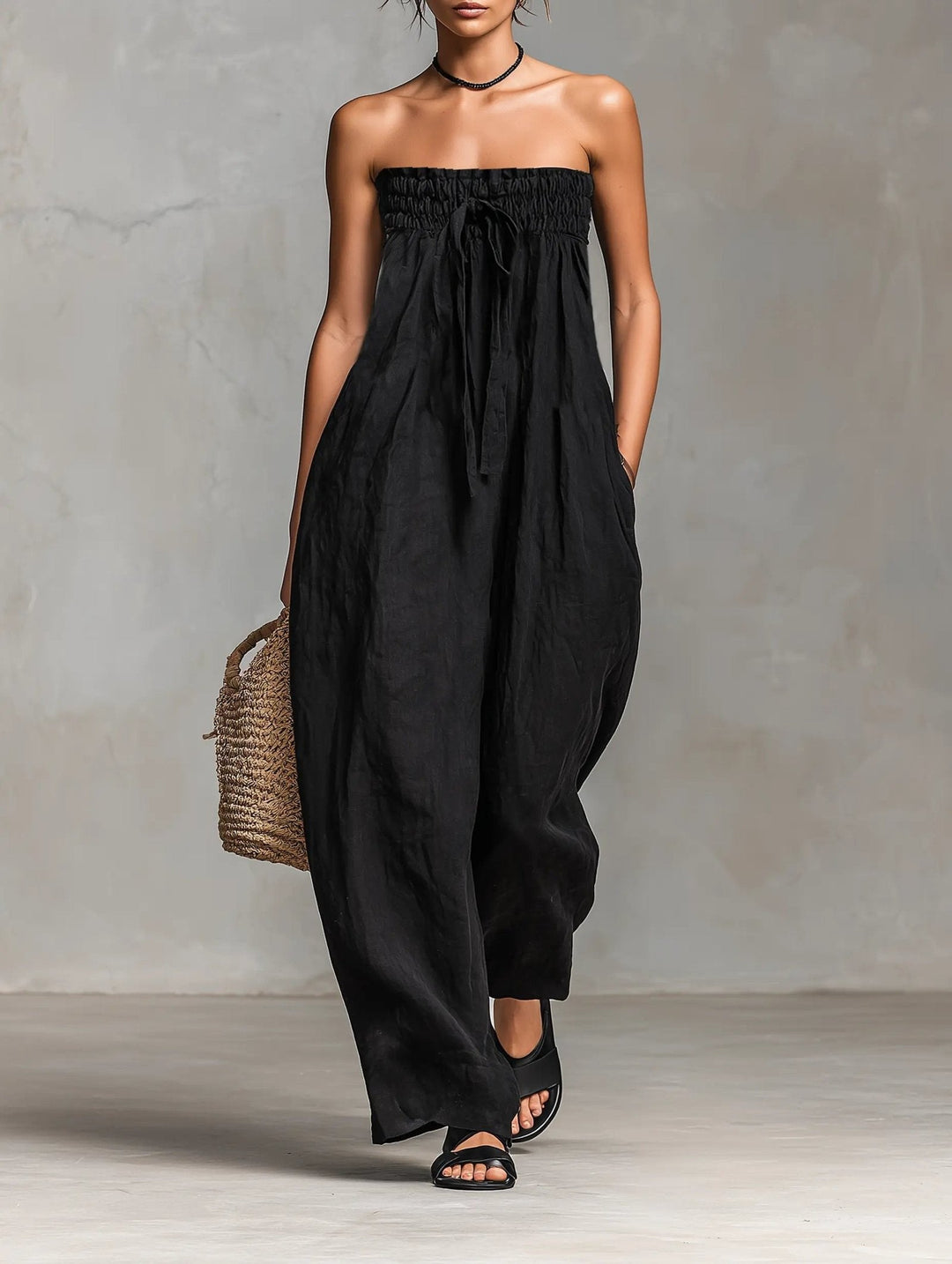 Hannah | Wide-Leg Jumpsuit – Elegant Strapless Design for Women