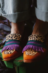 Victoria | Auffällige und stilvolle Loafer mit Animalprint-Fransen