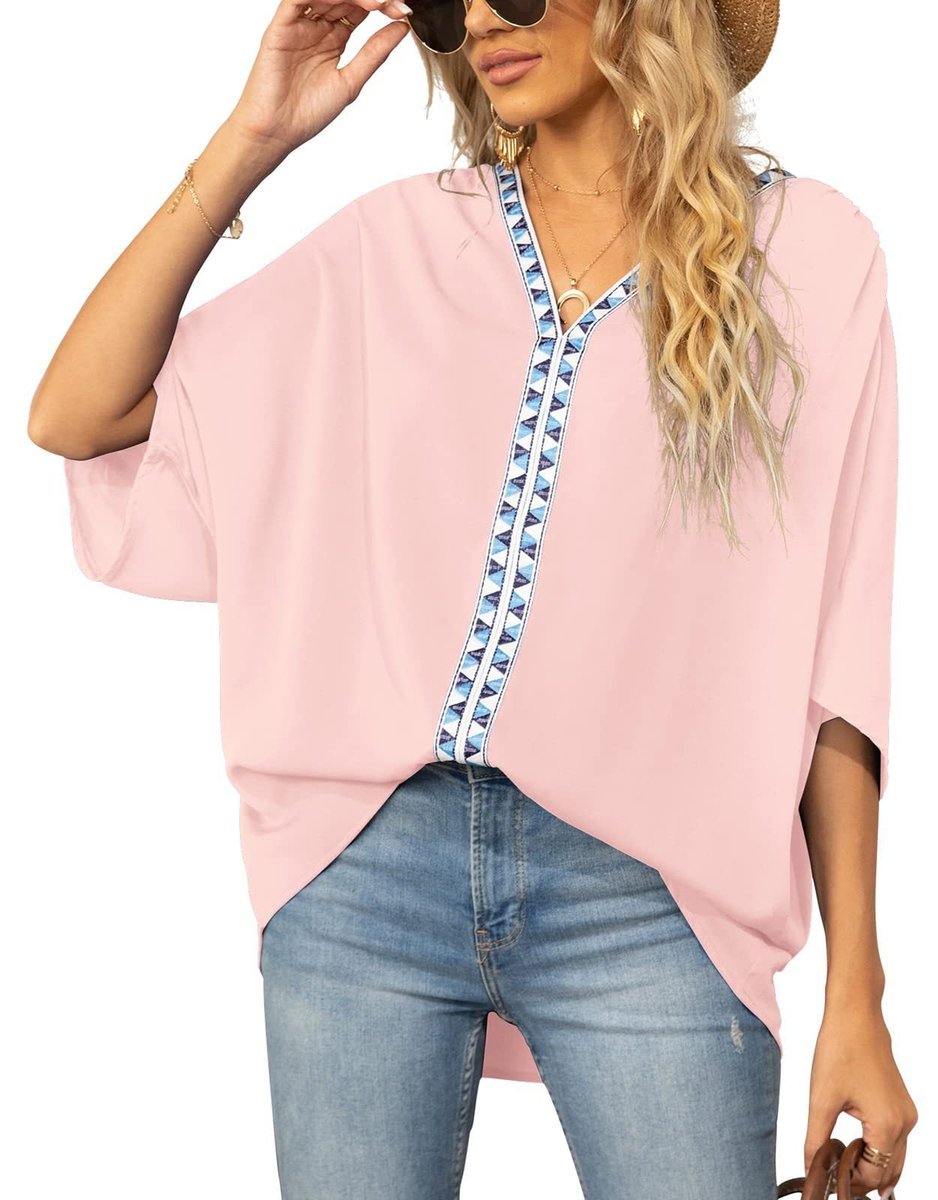 Kristin | Bohemian Embroidered V-Neck Tunic Top