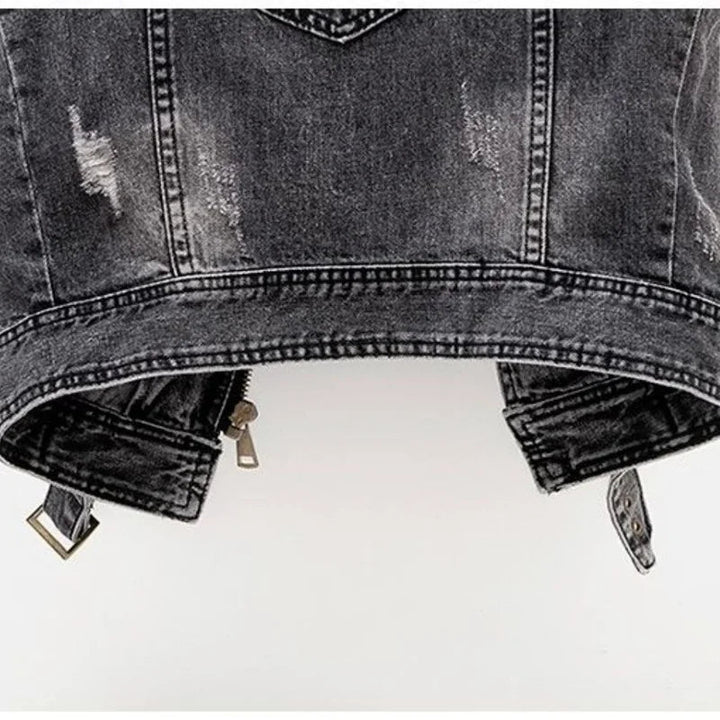 Jack | Edgy And Stylish Distressed Denim Moto Vest