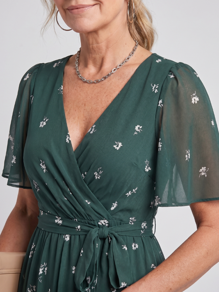 Mirabel | Midi Dress – Flutter Sleeve Floral Print for Women