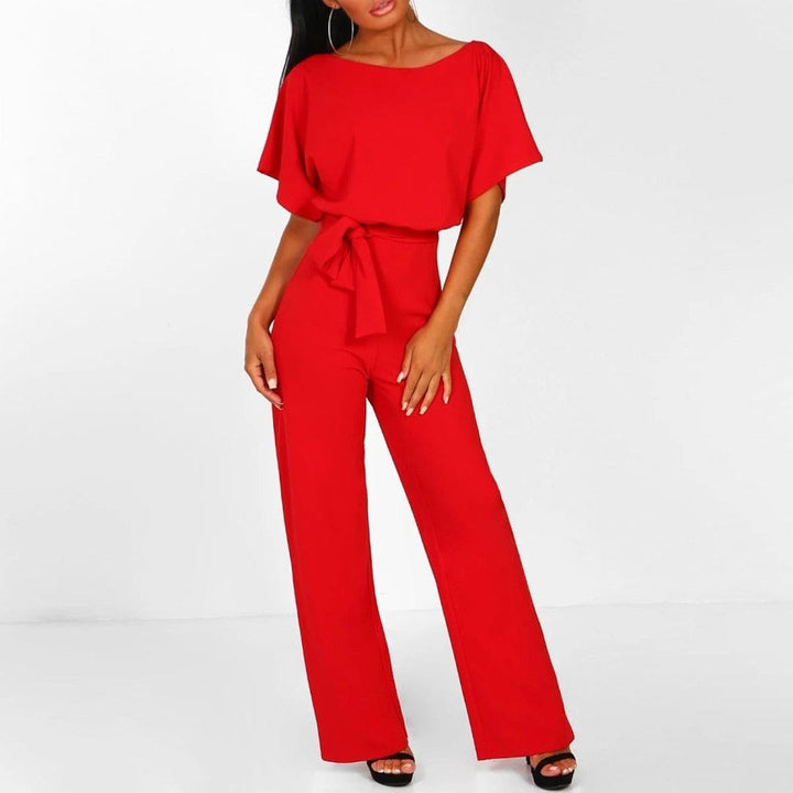 Viola | Casual Short Sleeve Jumpsuit with Belt for Women
