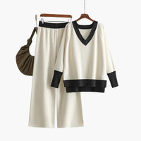 Valentina | Completo composto da maglione con scollo a V dalla vestibilità comoda e pantaloni