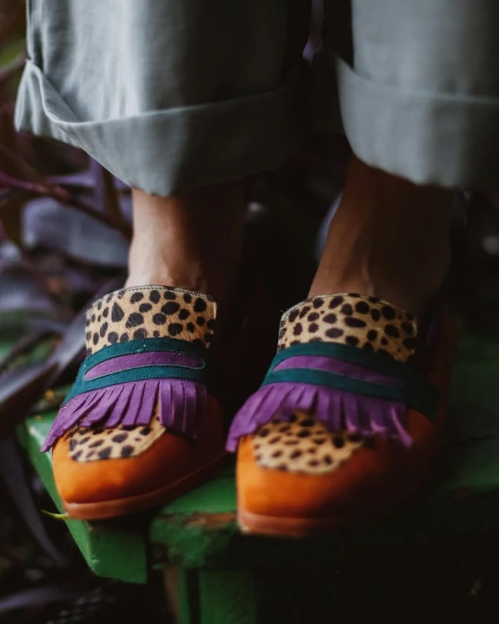Victoria | Auffällige und stilvolle Loafer mit Animalprint-Fransen