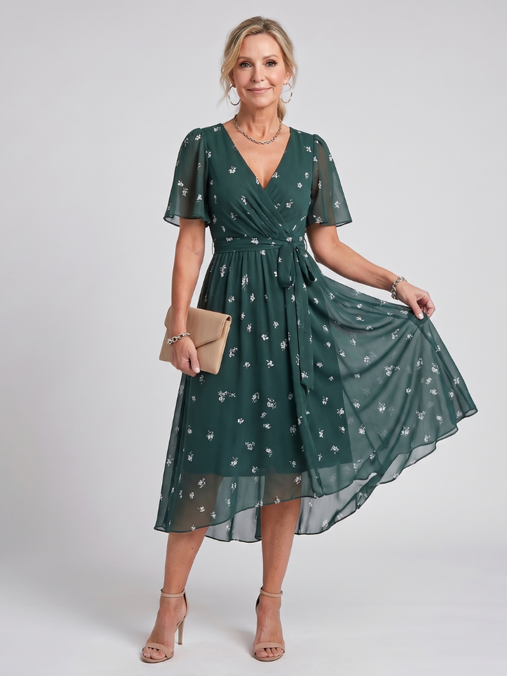 Mirabel | Midi Dress – Flutter Sleeve Floral Print for Women