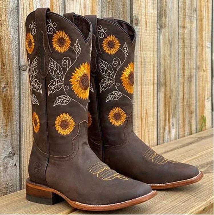 Loretta | Stylish And Comfortable Sunflower Cowboy Boots