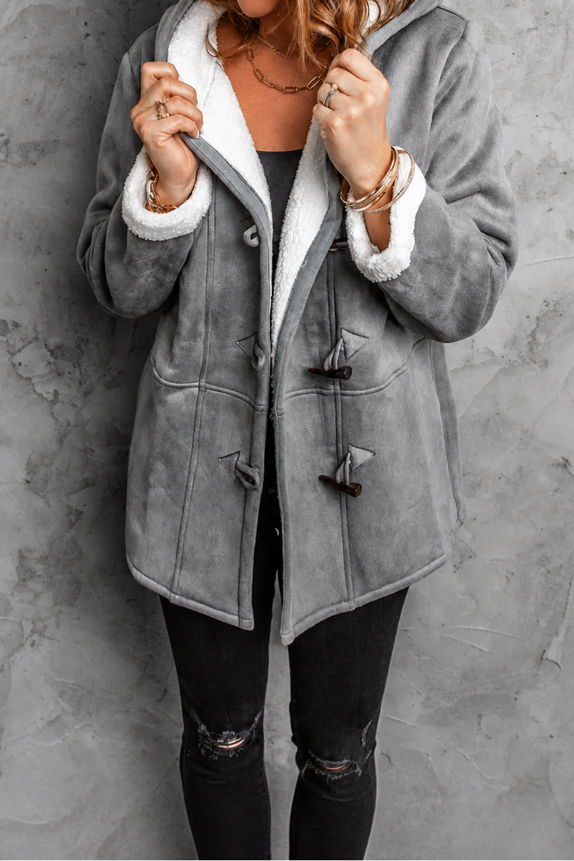 Suedeluxe | Hooded Faux Suede Coat with Plush Lining