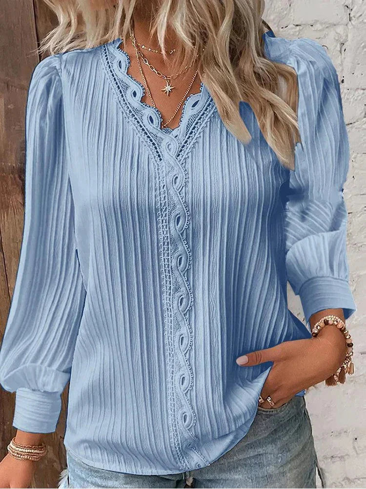 Naomi | Lace-Trimmed Blouse – Timeless Elegance for Women