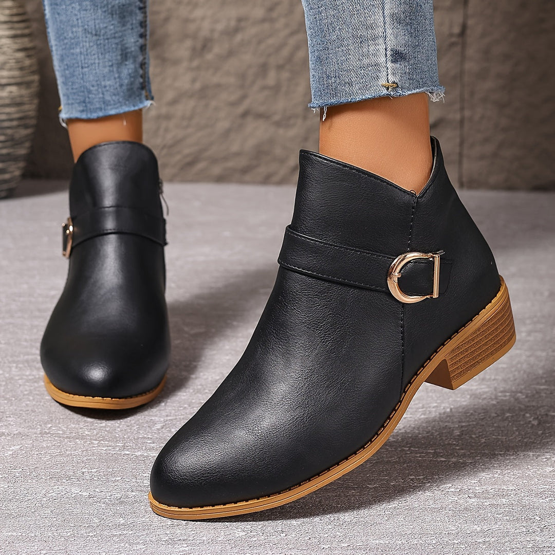 Kaitlyn | Modern Buckle-Accented Chelsea Ankle Boots