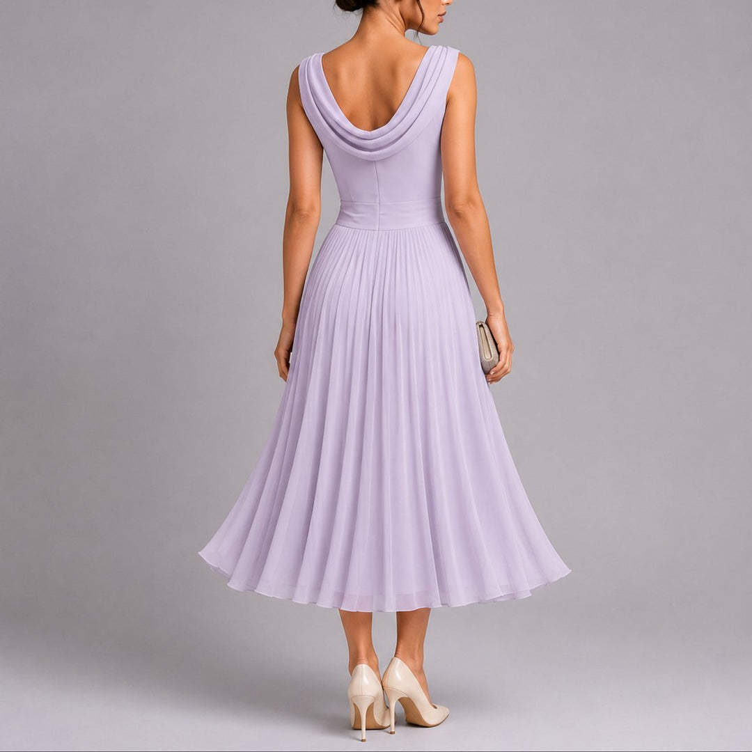Olivia | Trendy Fall Wedding Pleated Midi Dress