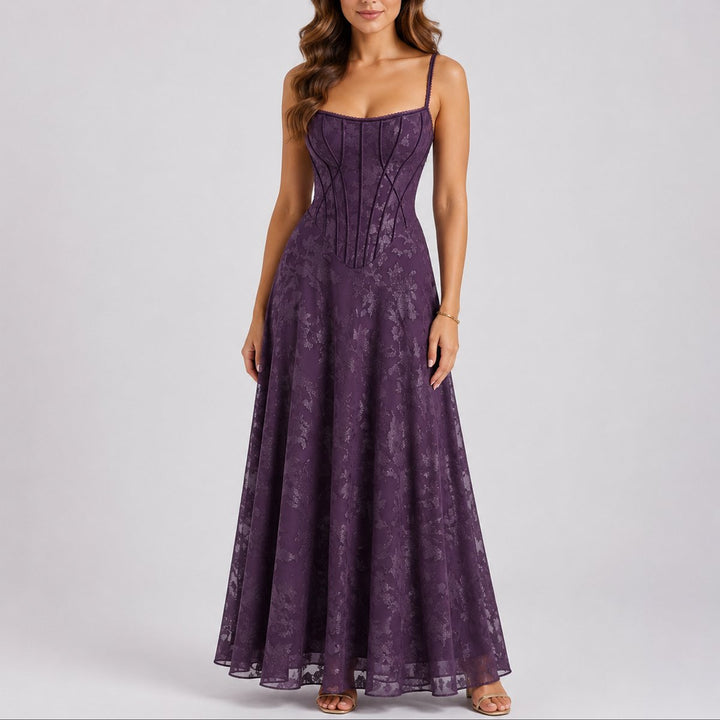 Sophia | Elegant Floral Corset Fall Wedding Maxi Dress