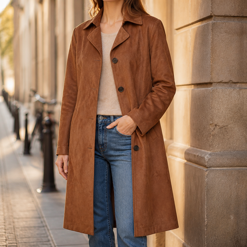 Draperie | Suede Trench Coat – Soft Unstructured Style