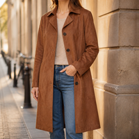 Amelia | Elegante trench effetto suede dalla silhouette fluida