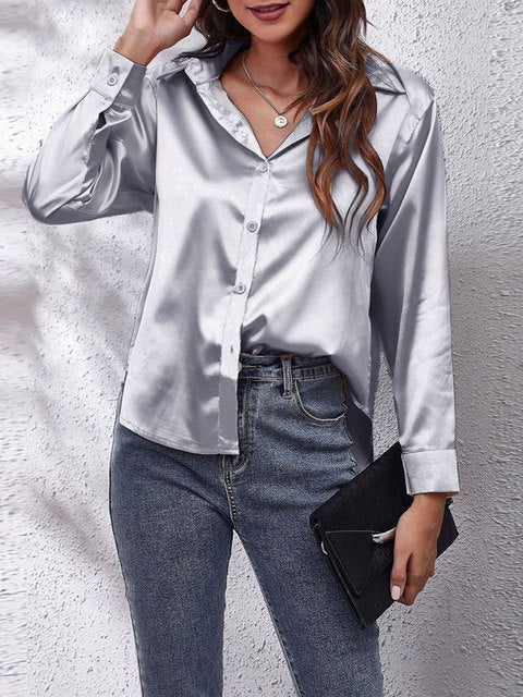 Liora | Silk Shirt – Elegant Long Sleeve Style for Women