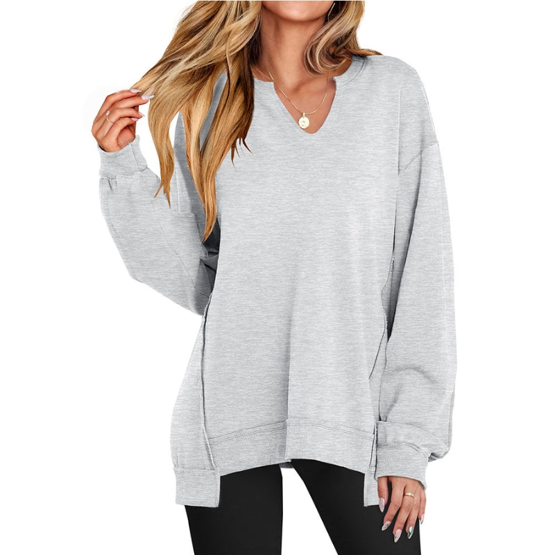 Hannah | Gemütliches Oversize-Tunikashirt mit V-Ausschnitt
