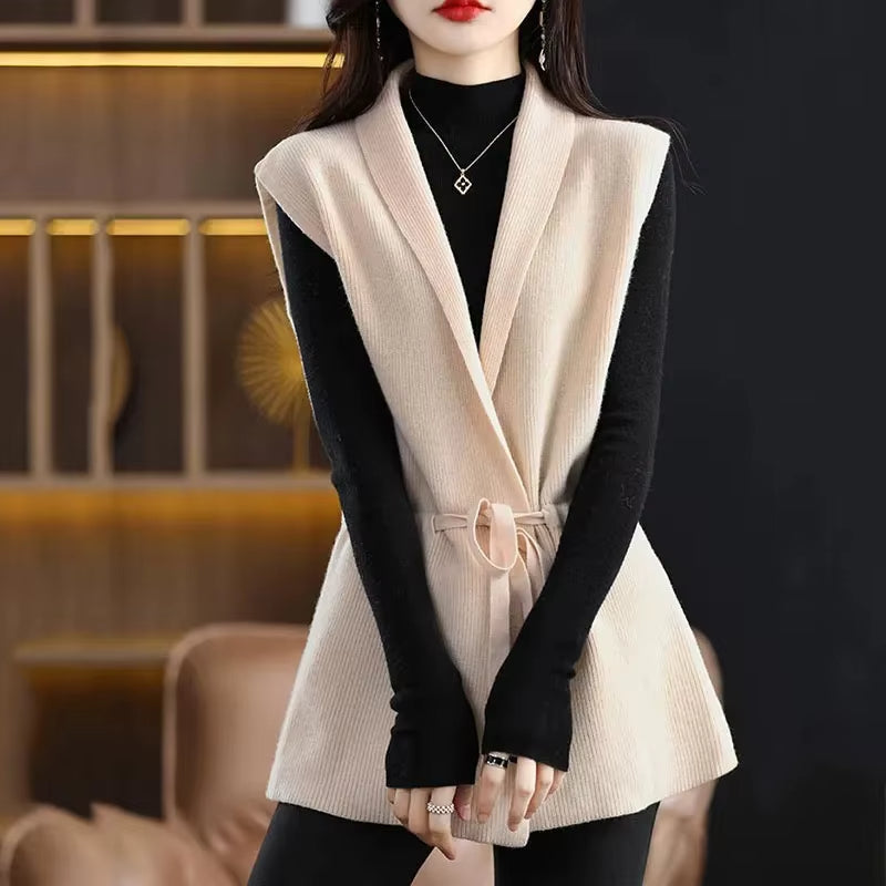 Charlotte | Luxurious And Refined Merino Wool Belted Vest