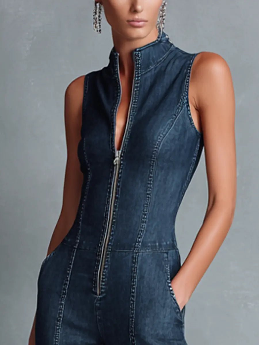 Greta | Denim Jumpsuit – Stylish Flared Fit for Women
