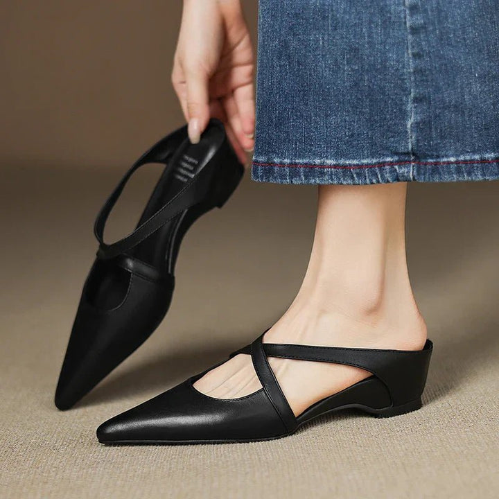 Harper | Mules in pelle – Eleganti con cinturini incrociati e tacco basso da donna