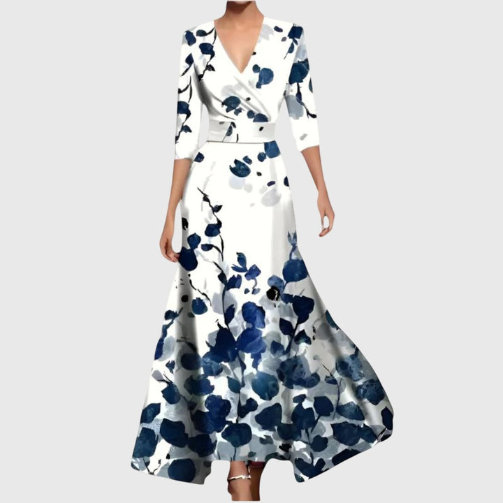 Juliette | Trendiges, floral gemustertes Wickel-Maxikleid mit langen Ärmeln