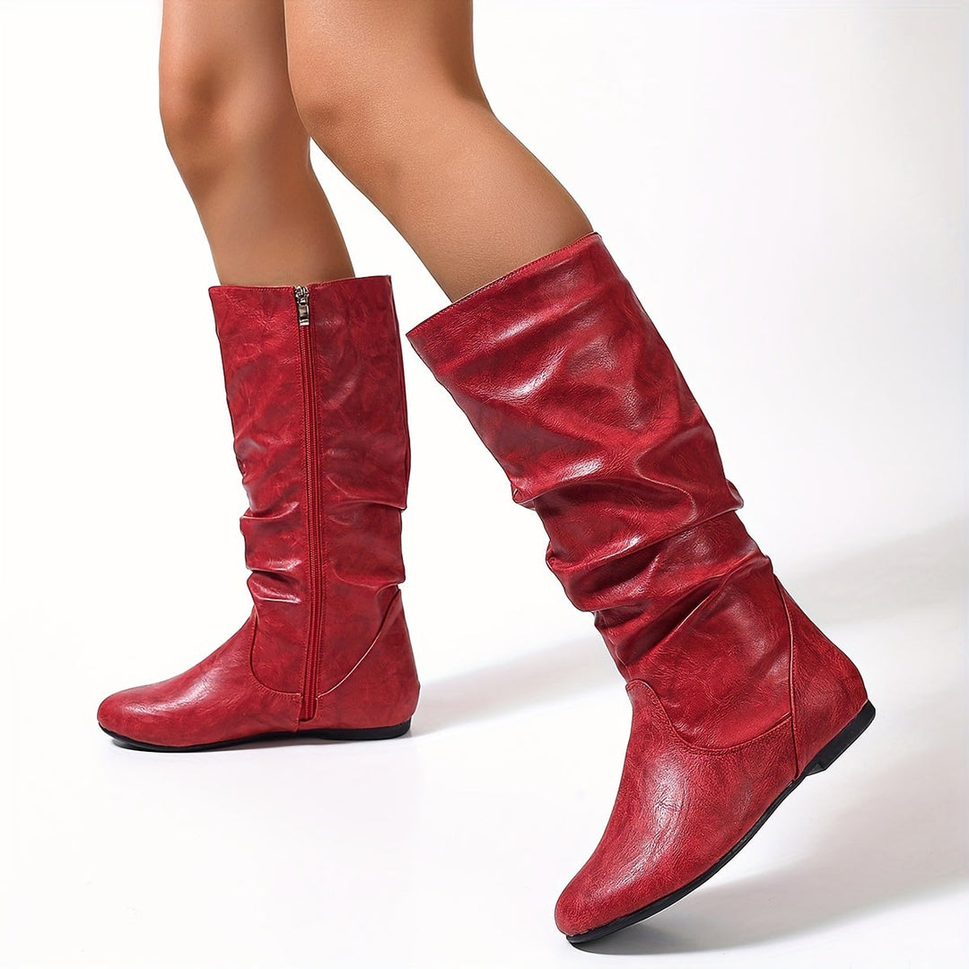 Penelope | Stivali al ginocchio bassi, eleganti e caldi, con arricciature