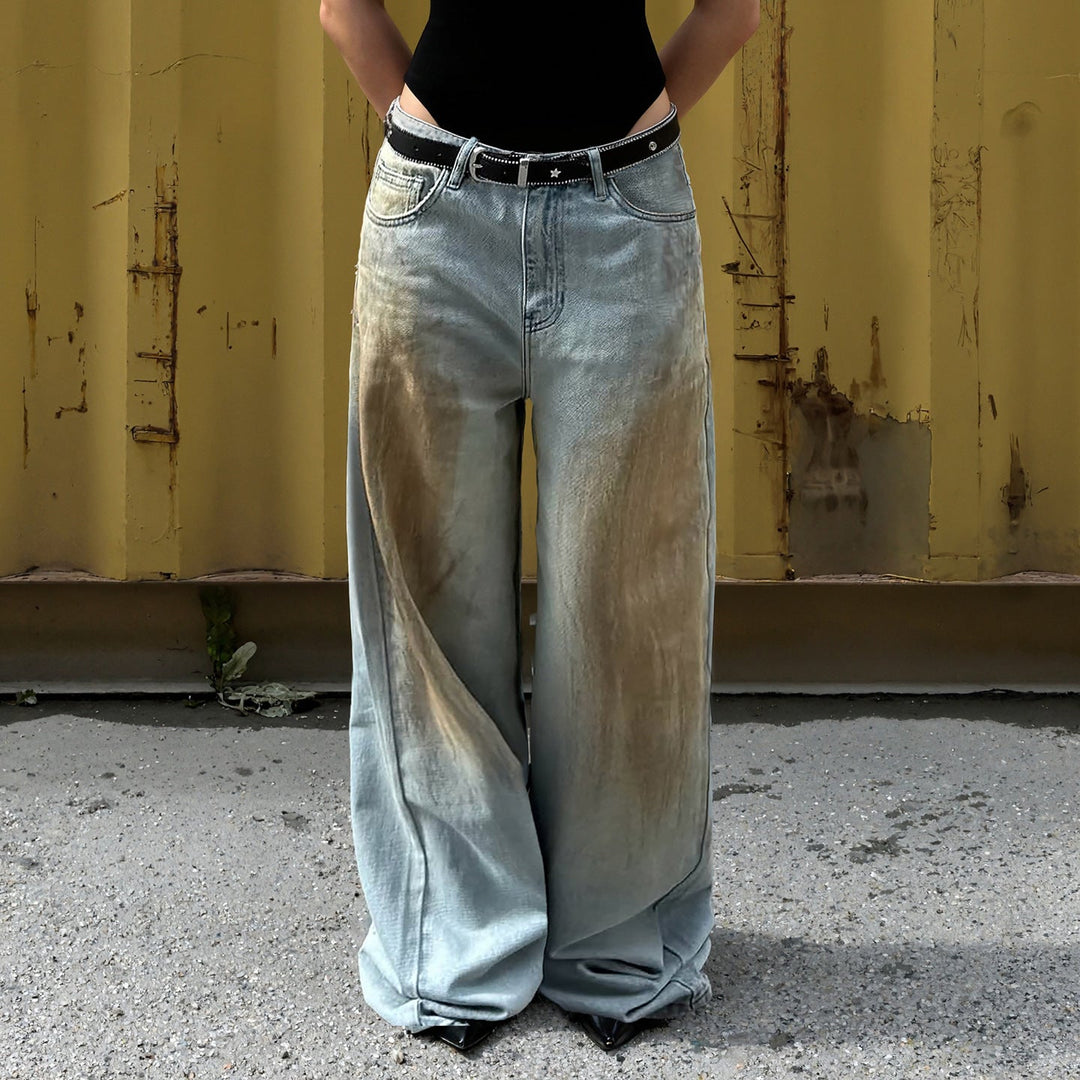 Sophia | Jeans a gamba larga dal lavaggio vintage di tendenza