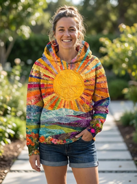 Stella | Lebendiger und fröhlicher Sonnenaufgangs-Grafik-Hoodie