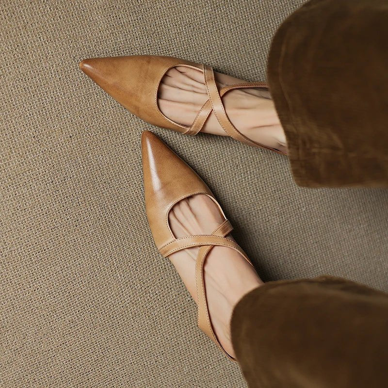 Harper | Mules in pelle – Eleganti con cinturini incrociati e tacco basso da donna