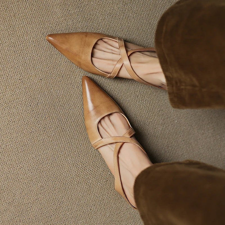 Harper | Mules in pelle – Eleganti con cinturini incrociati e tacco basso da donna