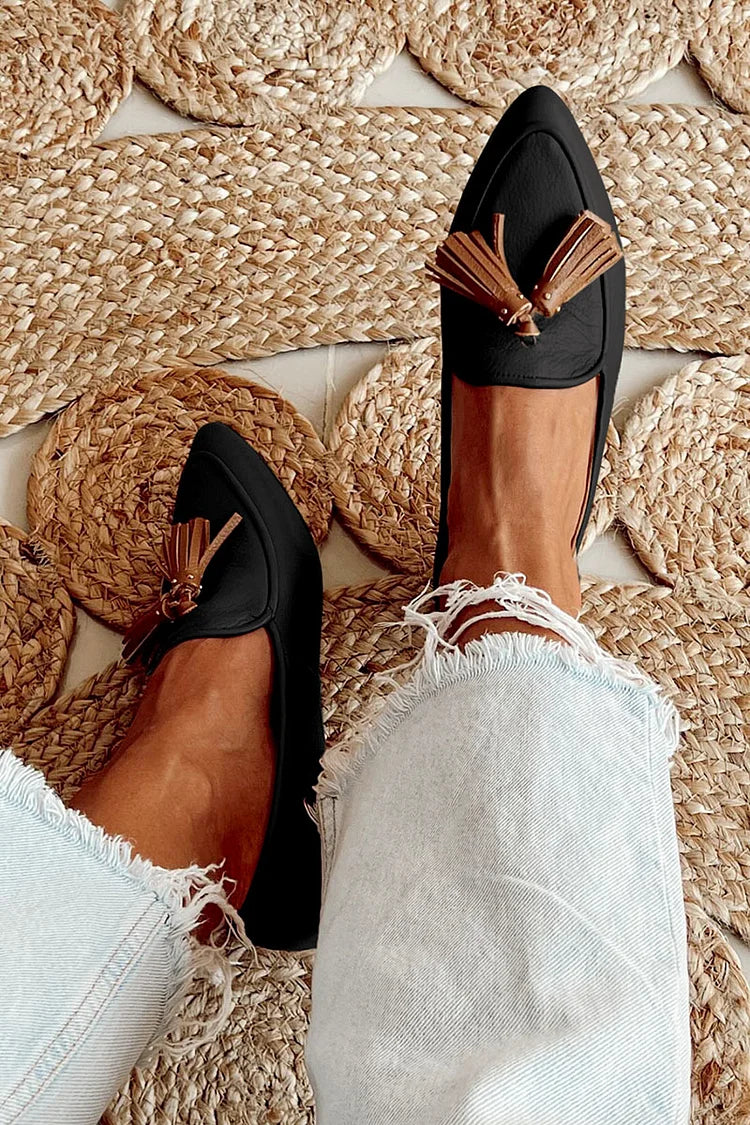 Evelyn | Elegant And Versatile Pointed-Toe Tassel Loafers