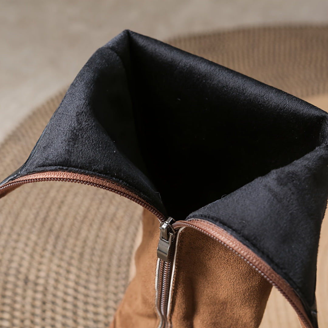 Evelyn | Trendy Button Suede Accent Knee High Boots