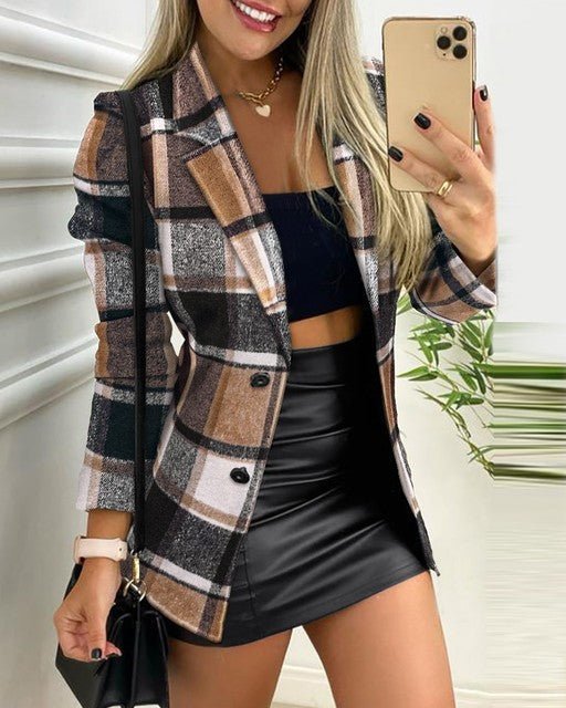 Bethany | Elegant And Stylish Checker Print Blazer