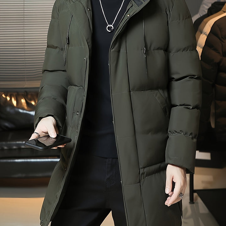 Donovan | Longline Puffer Coat – Stylish Hooded Design for Men