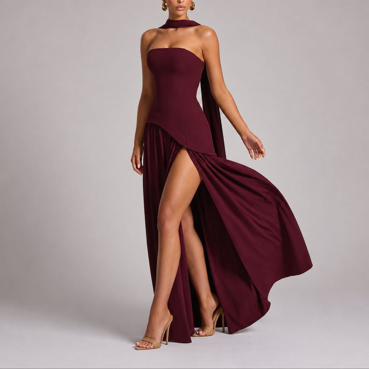 Elena | Elegant Fall Wedding Strapless Maxi Dress