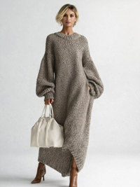 Grace | Abito lungo autunnale oversize, caldo e in maglia grossa