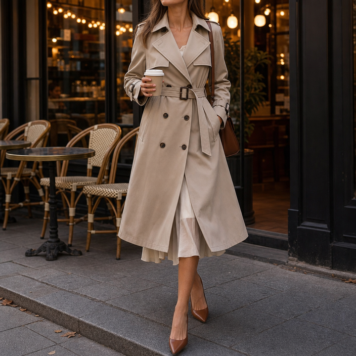Winterly | Mid-Length Trench Coat – Belted Style for Women