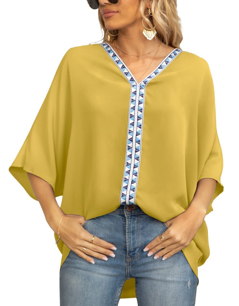 Kristin | Bohemian Embroidered V-Neck Tunic Top