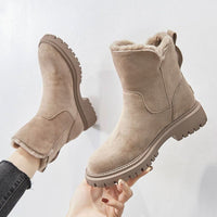 Leah | Chic Fleece-Lined Suede Winter Ankle Boots