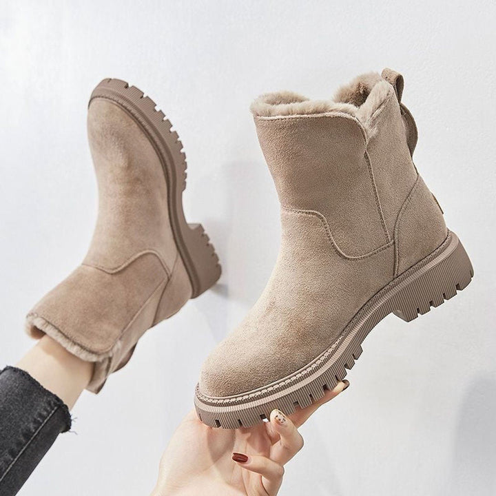 Leah | Chic Fleece-Lined Suede Winter Ankle Boots