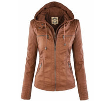 Maria | Versatile Removable Hood Faux Leather Jacket
