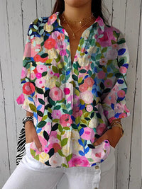 Juliane | Elegant Floral V-Neck Lightweight Blouse