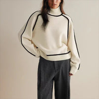 Taylor | Oversize-Rollkragenpullover mit kontrastierenden Streifen