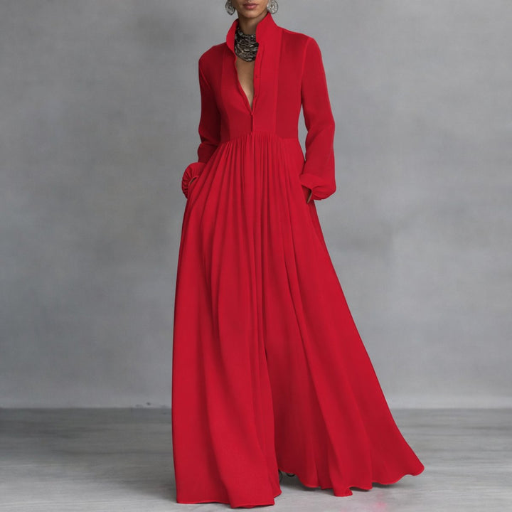 Clara | Tailored Stand-Collar Long-Sleeved Shirt Dress