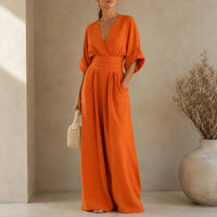 Elena | Eleganter und schmeichelnder Overall mit weitem Bein