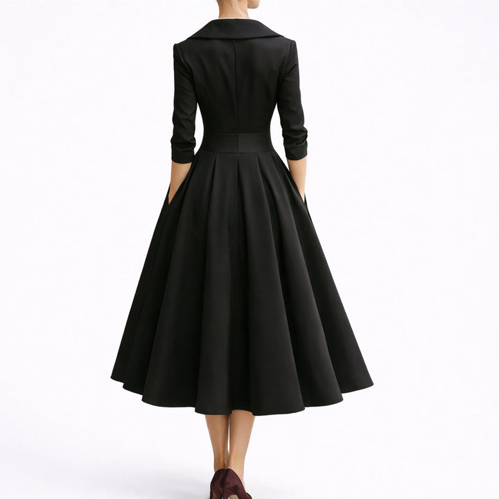Maisie | Elegantes Design, strukturiertes A-Linien-Midikleid für Herbsthochzeiten