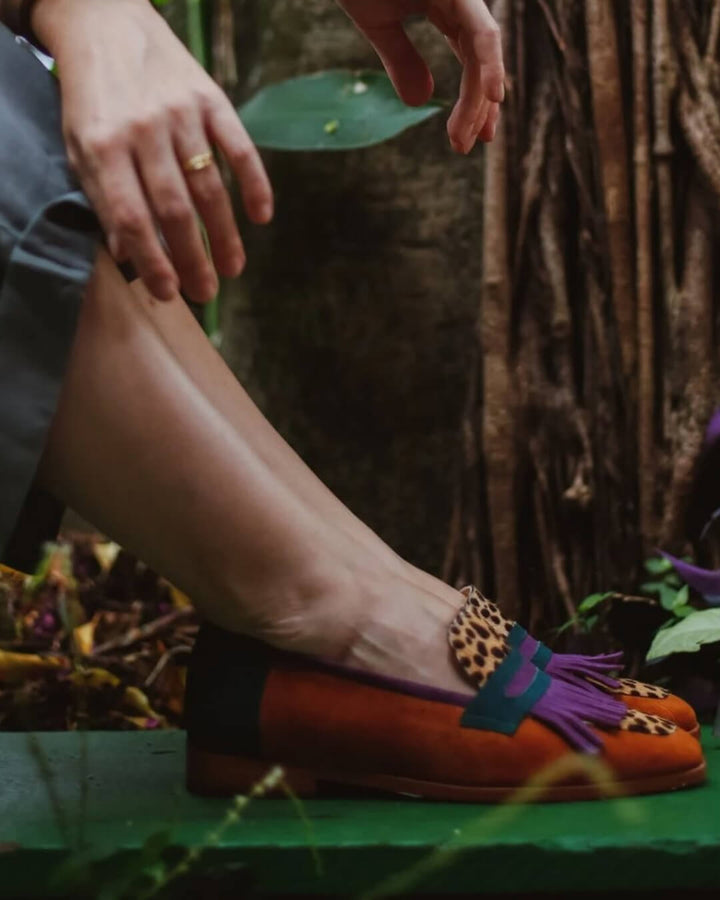 Victoria | Auffällige und stilvolle Loafer mit Animalprint-Fransen