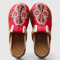 Maya | Floral Hand-Embroidered Jute Sole Mules