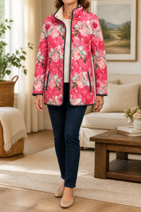 Emily | Giacca imbottita trapuntata con stampa floreale, elegante e alla moda