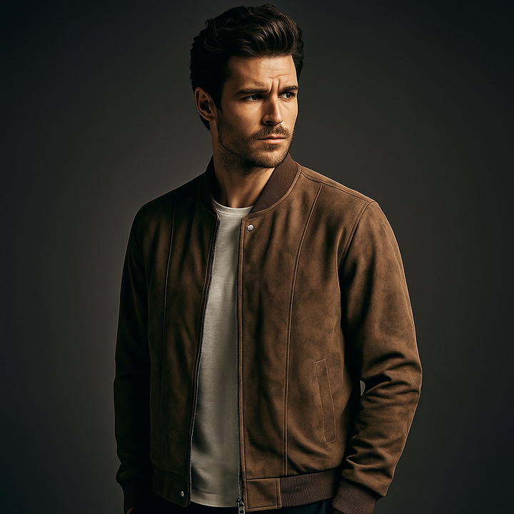Olyndra | Bomber Jacket – Timeless Vegan Suede Design